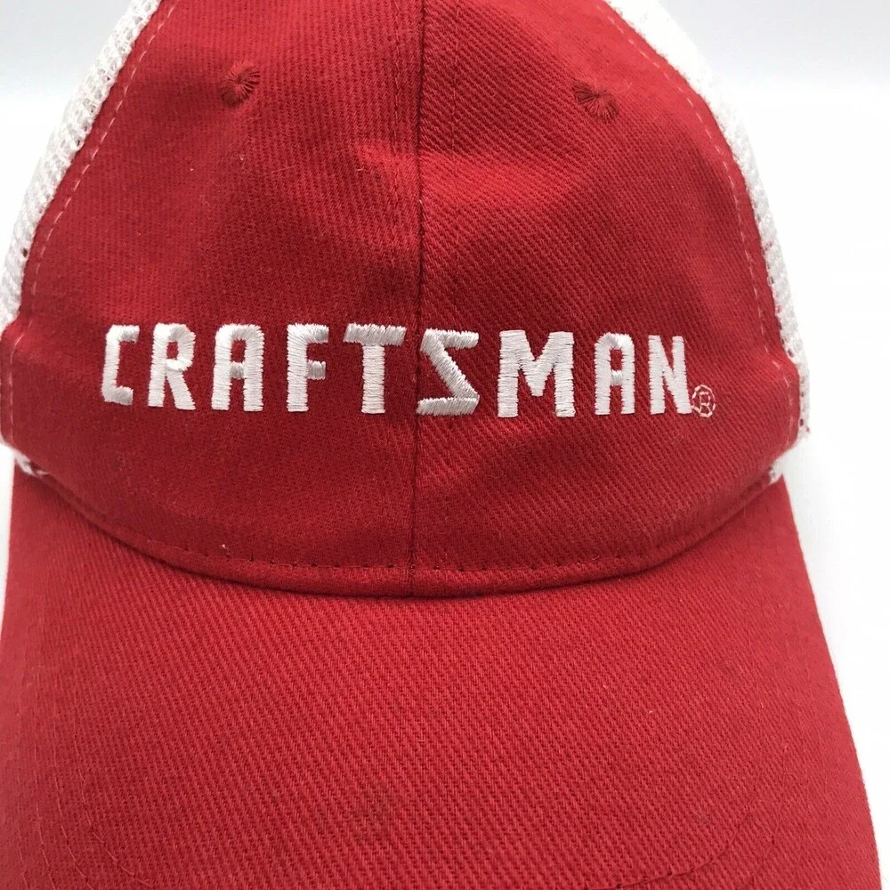 Craftsman Tools Red & White Trucker Ball Cap Mesh Back Snapback OSFM Dad Hat